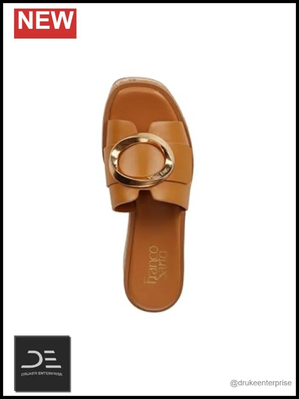 Franco Sarto Leather Platform Slide Sandals Slip-On Comfortable Strappy 2.1in